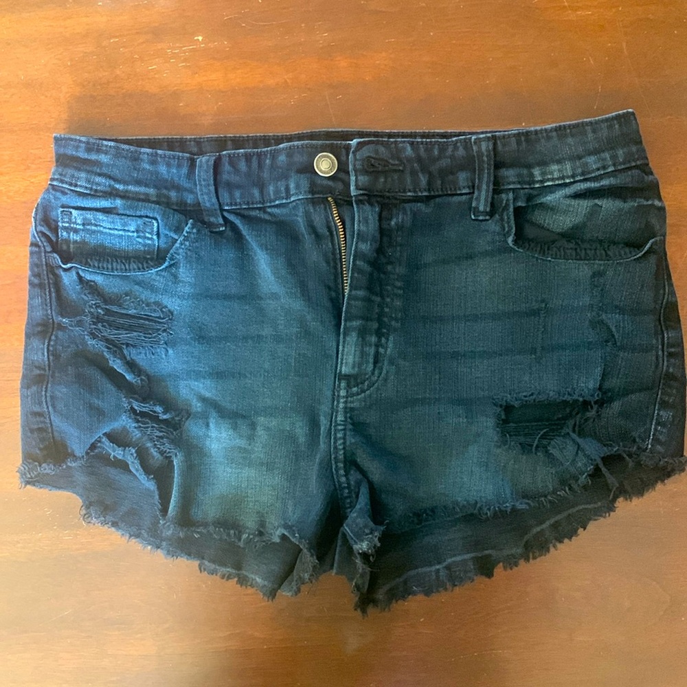Black denim shorts